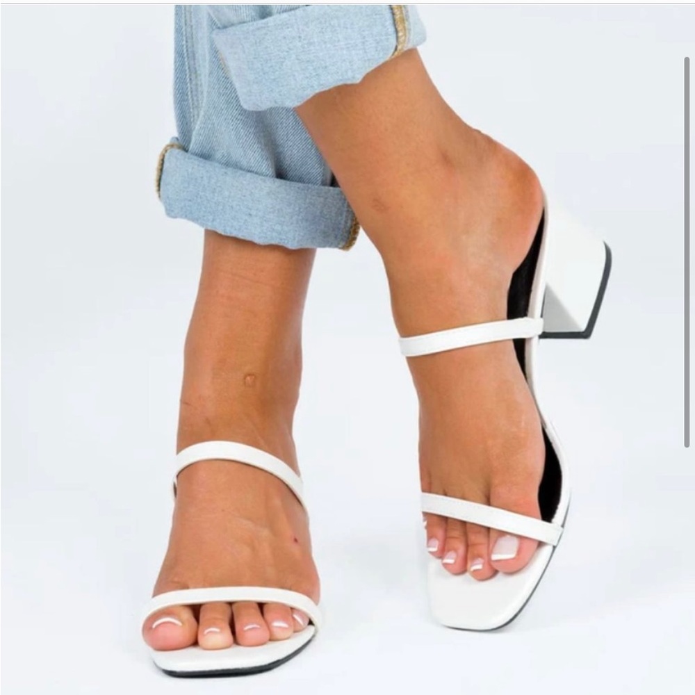Princess Polly Therapy Goldie Double Strap Mule Heel in White